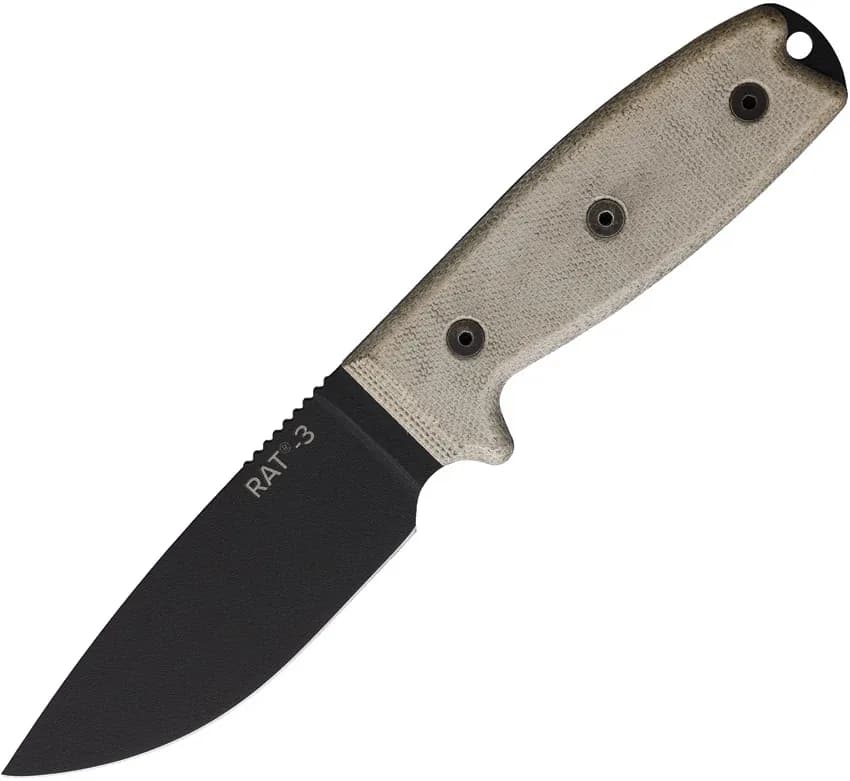 Ontario RAT 3 Fixed Blade — 3.75 inch drop point blade